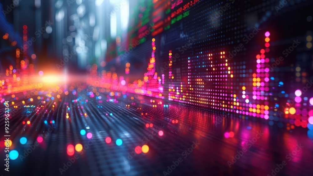 Abstract digital background with glowing lines and data Abstract digital background with glowing lines and data