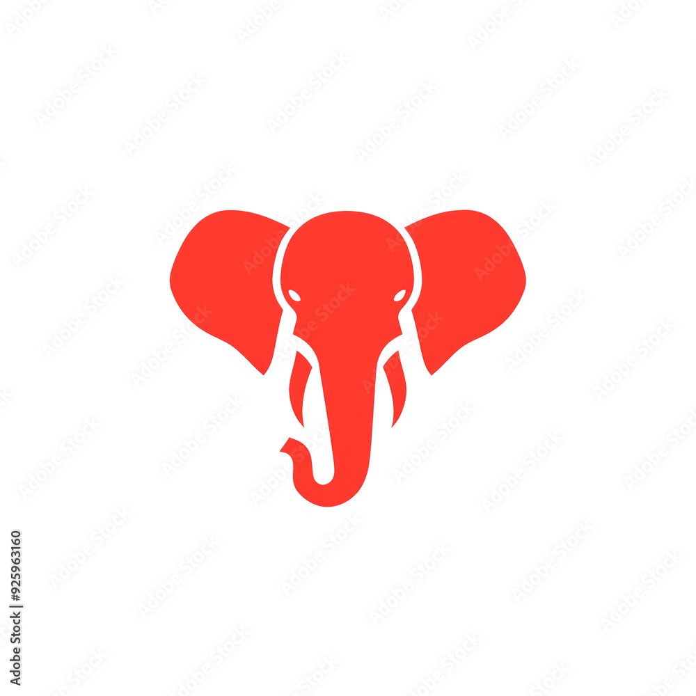 Red elephant head silhouette on black background. Red elephant head silhouette on black background.