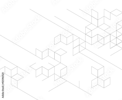 Abstract geometric background with lines and cubes