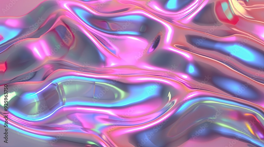 3d rendering liquid surface holographic iridescent texture. 3d rendering liquid surface holographic iridescent texture.