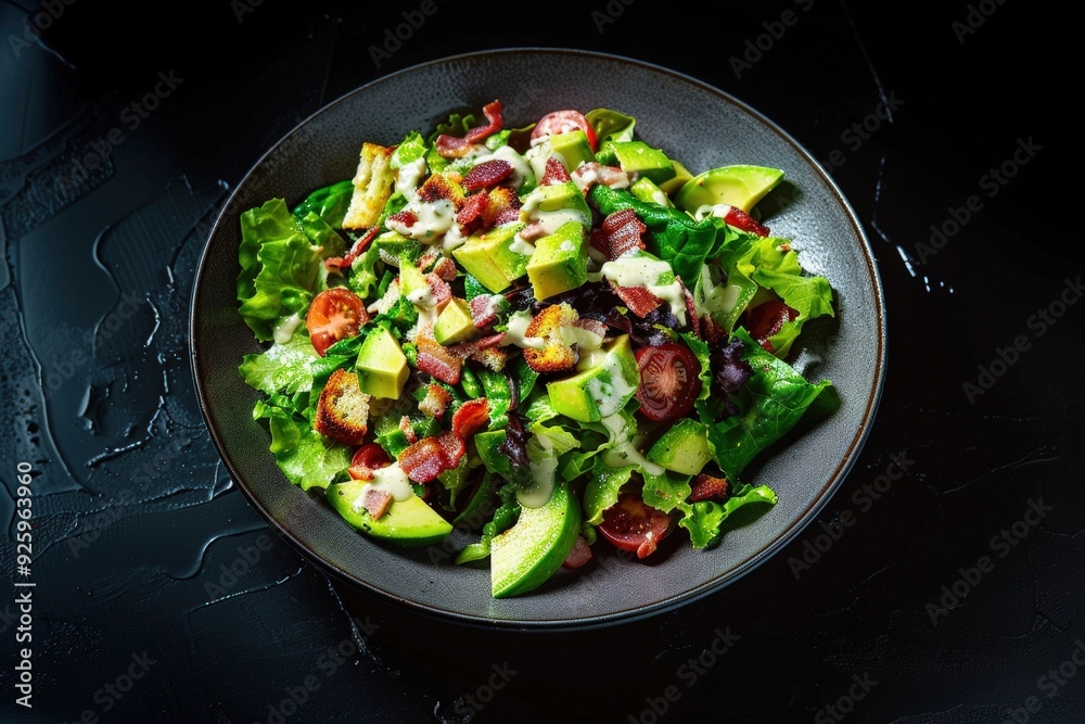 Avocado slices add creamy contrast to BLT salad Avocado slices add creamy contrast to BLT salad