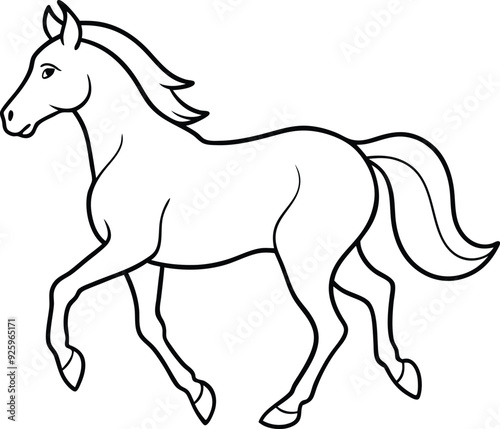 Wallpaper Mural Horse outline illustration, in a galloping pose, with smooth and elegant lines on a white background Torontodigital.ca