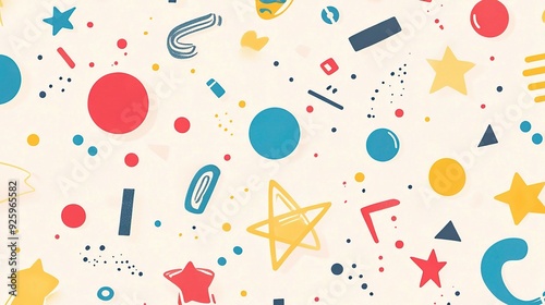 Whimsical Abstract Pattern: Playful and vibrant, this graphic design features a delightful array of shapes and colors, perfect for adding a touch of whimsy and fun to any project.  