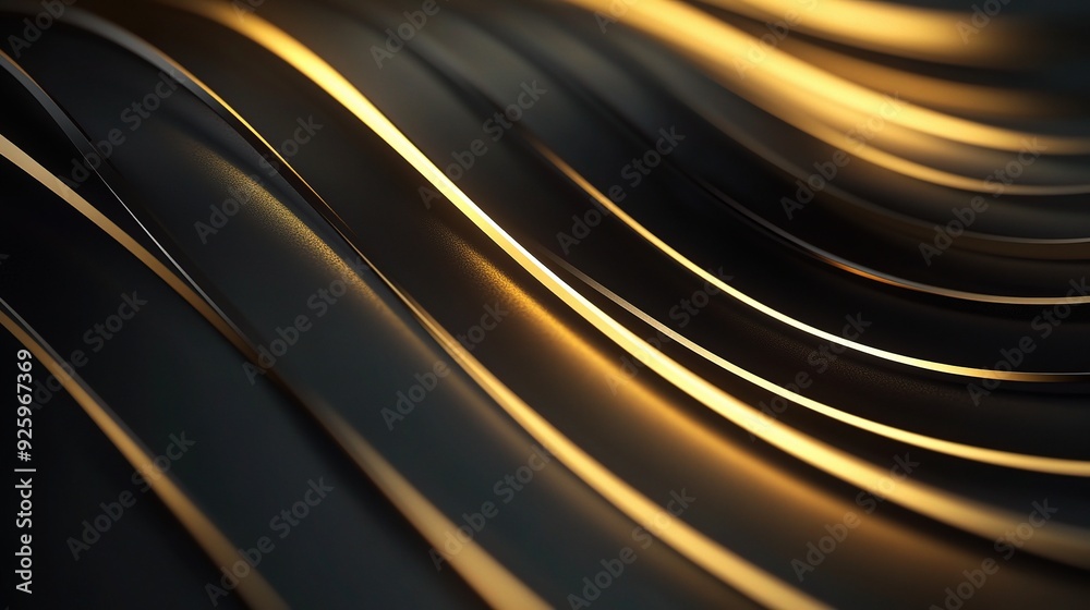 Naklejka premium Golden Waves Abstract Background