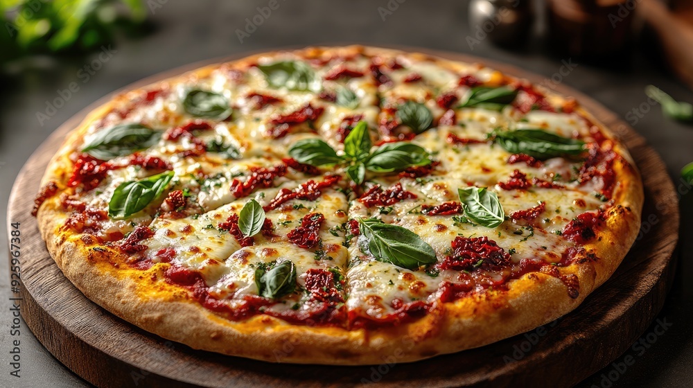 A Vibrant Artisan Pizza with a Perfectly Crispy Crust, Fresh Toppings, and Gourmet Ingredients A Vibrant Artisan Pizza with a Perfectly Crispy Crust, Fresh Toppings, and Gourmet Ingredients