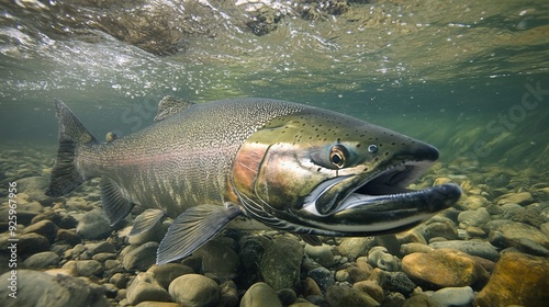 Majestic Large Chinook Salmon: A Symbol of the Pacific's Bountiful Marine Life. photo
