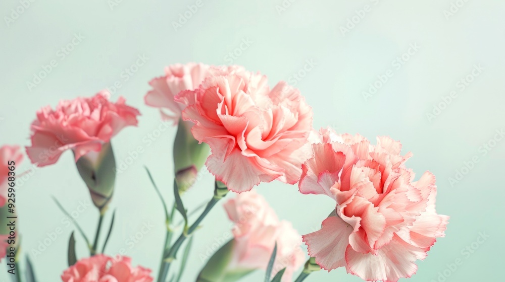 Delicate pink carnations bloom gracefully in soft lighting. This image captures the beauty and elegance of florals. Ideal for decor or nature-inspired projects. AI Delicate pink carnations bloom gracefully in soft lighting. This image captures the beauty and elegance of florals. Ideal for decor or nature-inspired projects. AI
