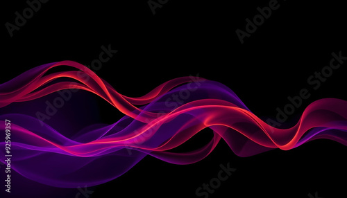 Abstract Swirling Lines of Red and Purple on Black Background