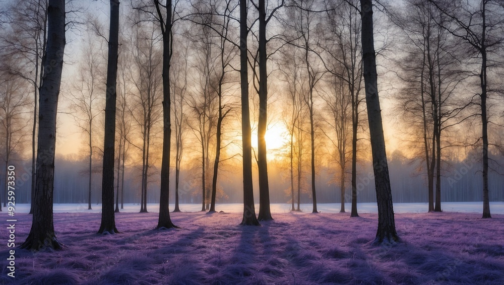 Beautiful scenery with trees in the winter.
Beautiful scenery with trees in the winter.