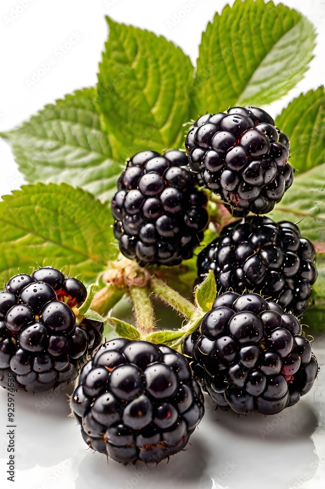 Fototapeta premium Still Life of Blackberry Fruit on White Background