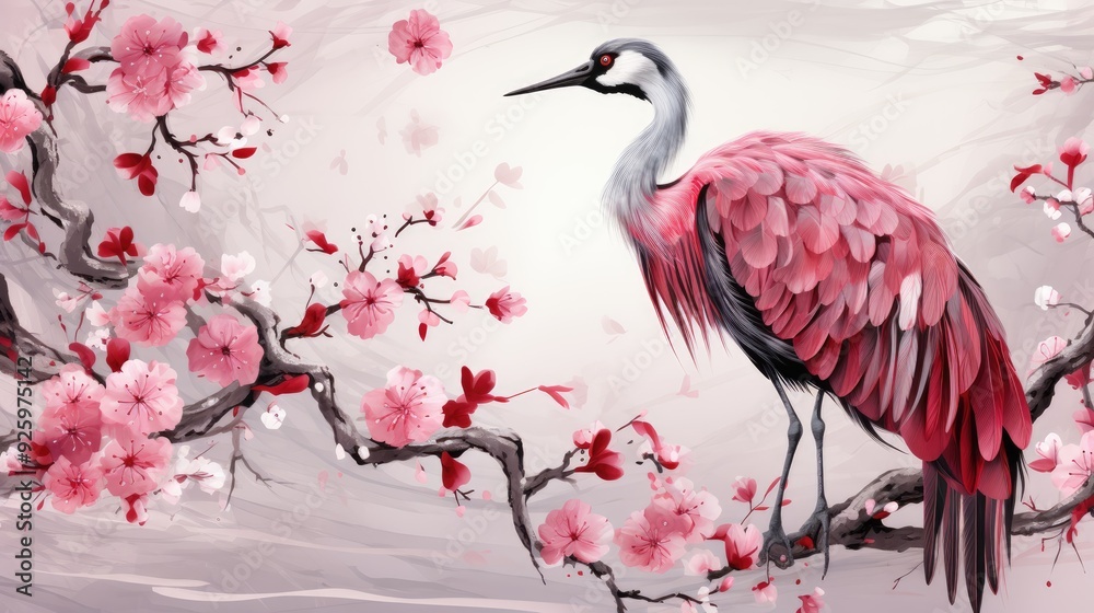 Naklejka premium Birds crane modern. 