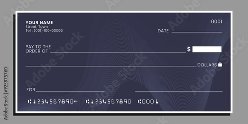 Payment check isolated on background. Empty blank mockup. Vector illustration