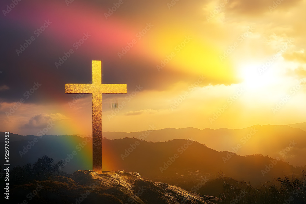 gold sunrise sky, cross jesus hope, rainbow background, golden god cross wallpaper poster design, religion faith, gold sunrise sky, cross jesus hope, rainbow background, golden god cross wallpaper poster design, religion faith,
