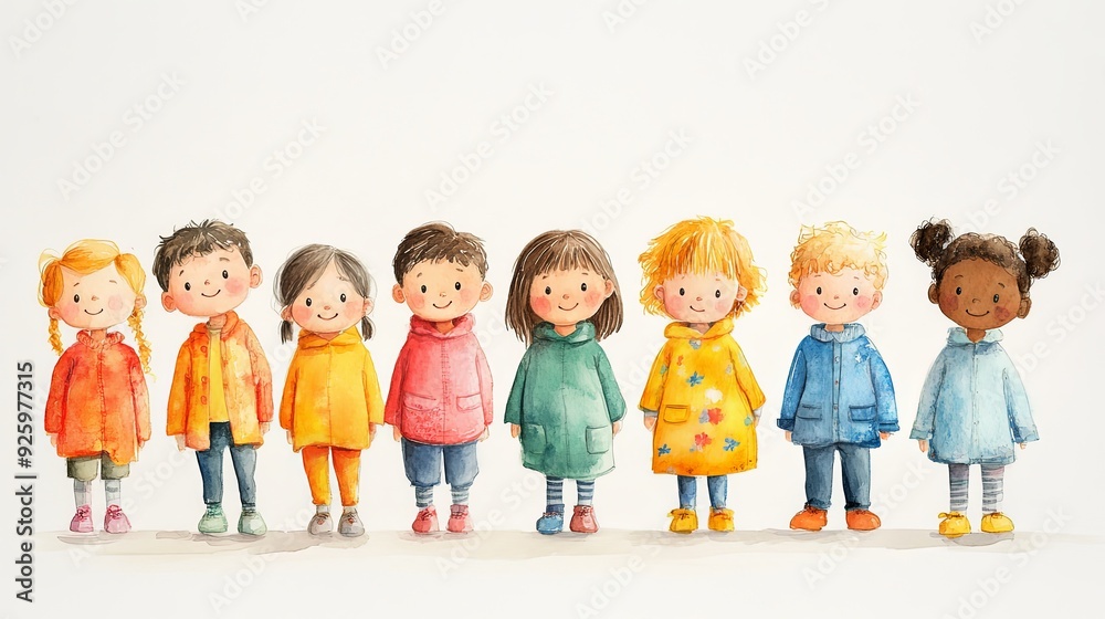 Joyful Gathering of Diverse Children in Spring Joyful Gathering of Diverse Children in Spring