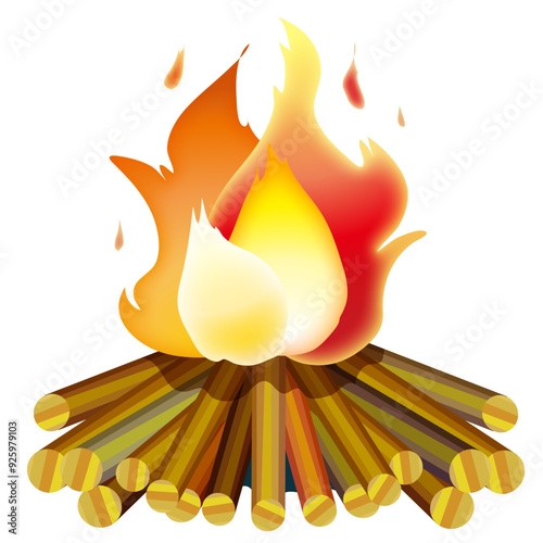 キャンプ場で使える焚火のイラスト