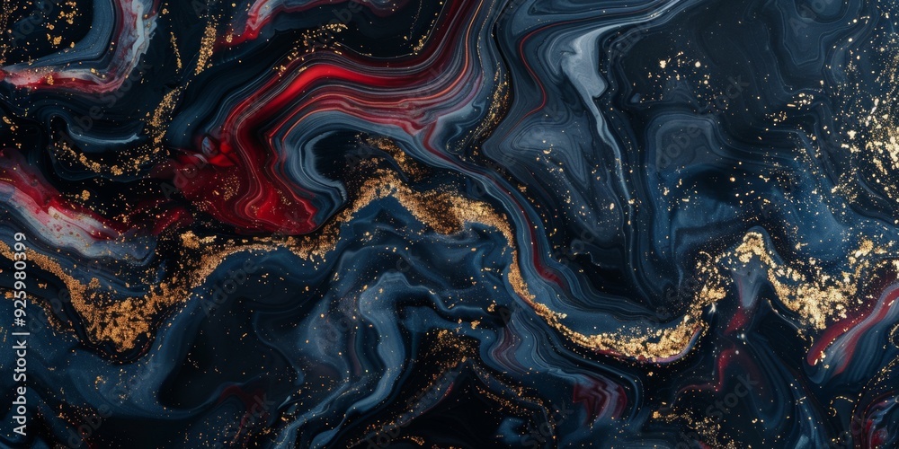 Luxurious and elegant abstract background with wavy and melting black, dark blue, dark red and gold marble patterns, showing luxury and elegance Perfect for chic and sophisticated designs Luxurious and elegant abstract background with wavy and melting black, dark blue, dark red and gold marble patterns, showing luxury and elegance Perfect for chic and sophisticated designs