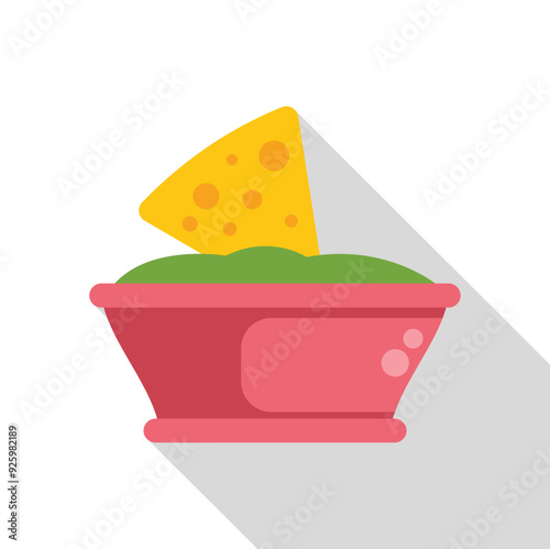 Single nacho chip dipping into a bowl of guacamole, ready to be enjoyed as a tasty snack or appetizer