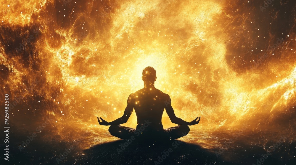 Meditation in a Golden Glow. Meditation in a Golden Glow.