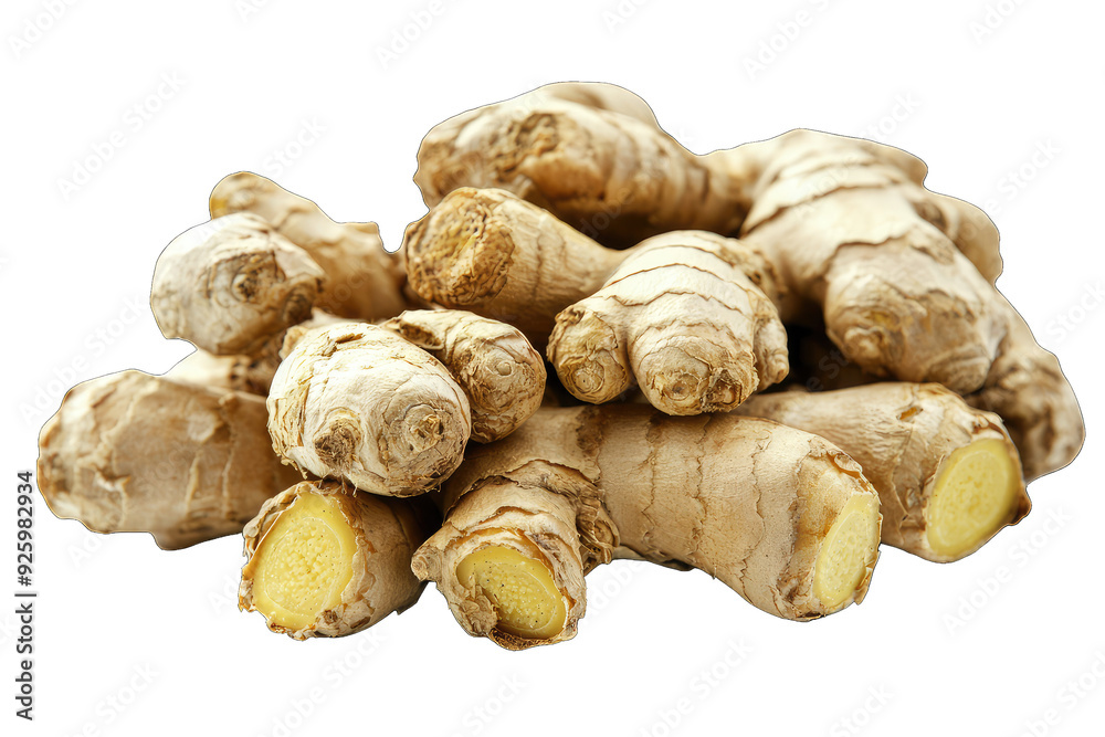 Fresh ginger root pile, showcasing its vibrant texture and natural color, perfect for culinary and health-related imagery. Fresh ginger root pile, showcasing its vibrant texture and natural color, perfect for culinary and health-related imagery.