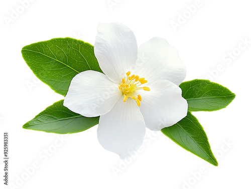 Jasmine flower with leaves  isolated on white background