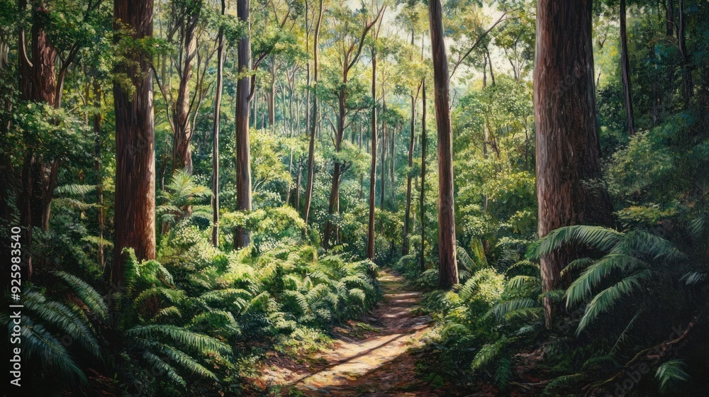 Naklejka premium Sunlit Forest Path