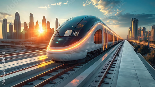 High speed modern train in ...