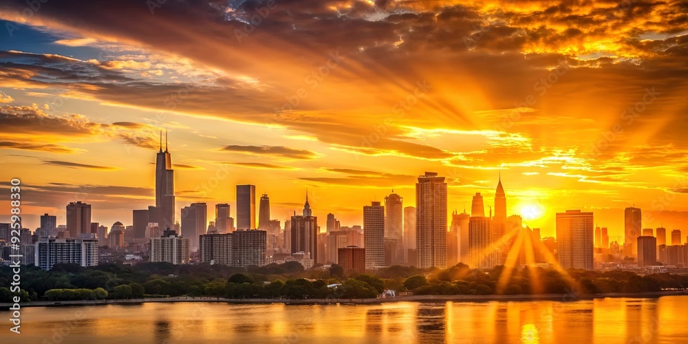 Sunset casting a warm glow over the city skyline , sunset, cityscape, skyline, evening, dusk, urban, buildings Sunset casting a warm glow over the city skyline , sunset, cityscape, skyline, evening, dusk, urban, buildings