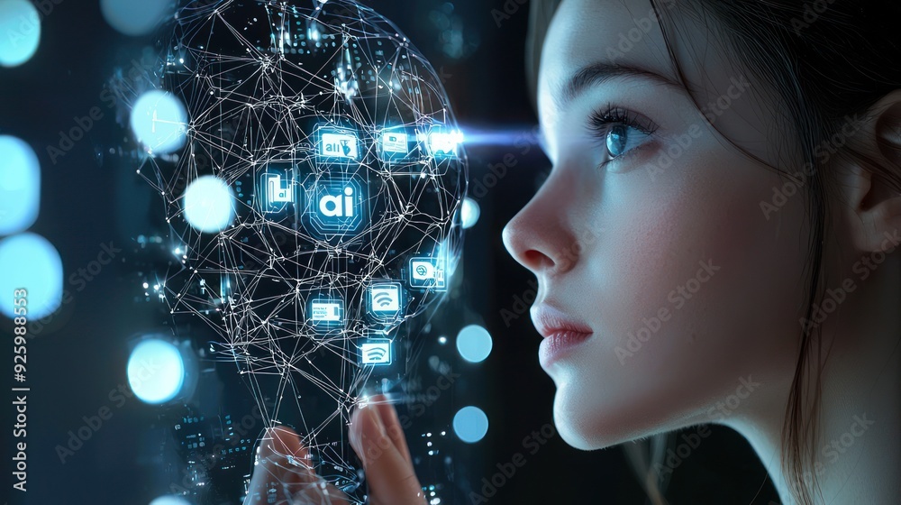AI robot, representing the future of work with the help of artificial intelligence, generative ai AI robot, representing the future of work with the help of artificial intelligence, generative ai