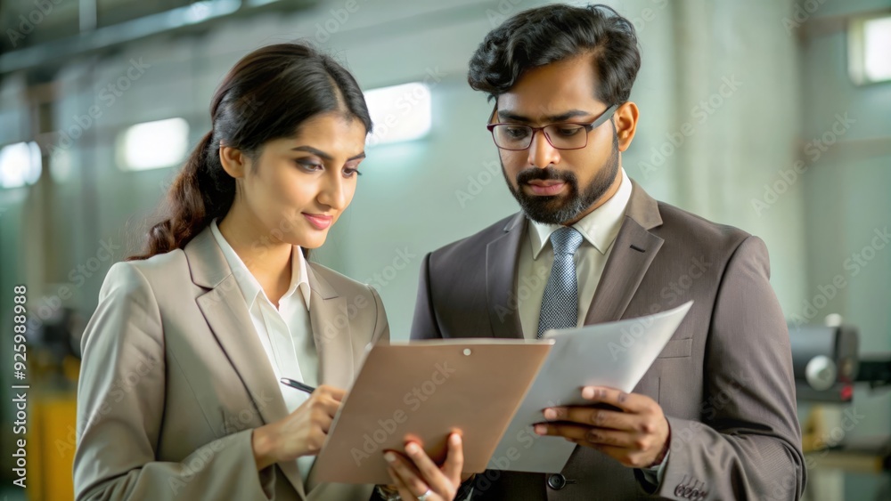 An Indian manufacturing expert holding technical documents and discussing production processes.
An Indian manufacturing expert holding technical documents and discussing production processes.