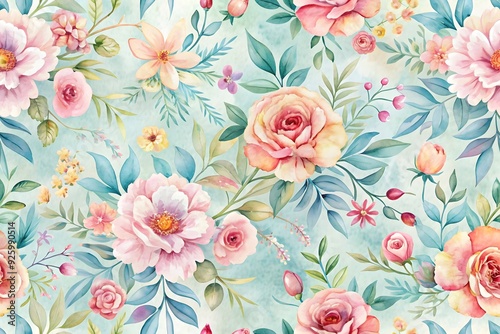 Delicate flowers hand drawn. Seamless pattern with dahlia, roses, anemones. digital printing textile pattern wallpaper 