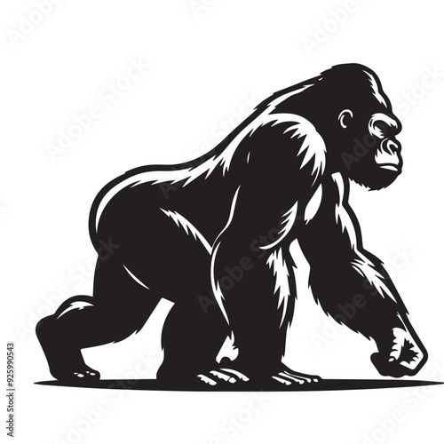 Gorilla walking -Gorilla safari silhouette -vector image of gorilla -gorilla walk simulator 