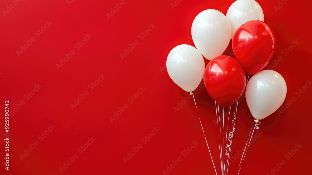 red and white balloons on red background, white space, celebration background, detailed and intricate image red and white balloons on red background, white space, celebration background, detailed and intricate image