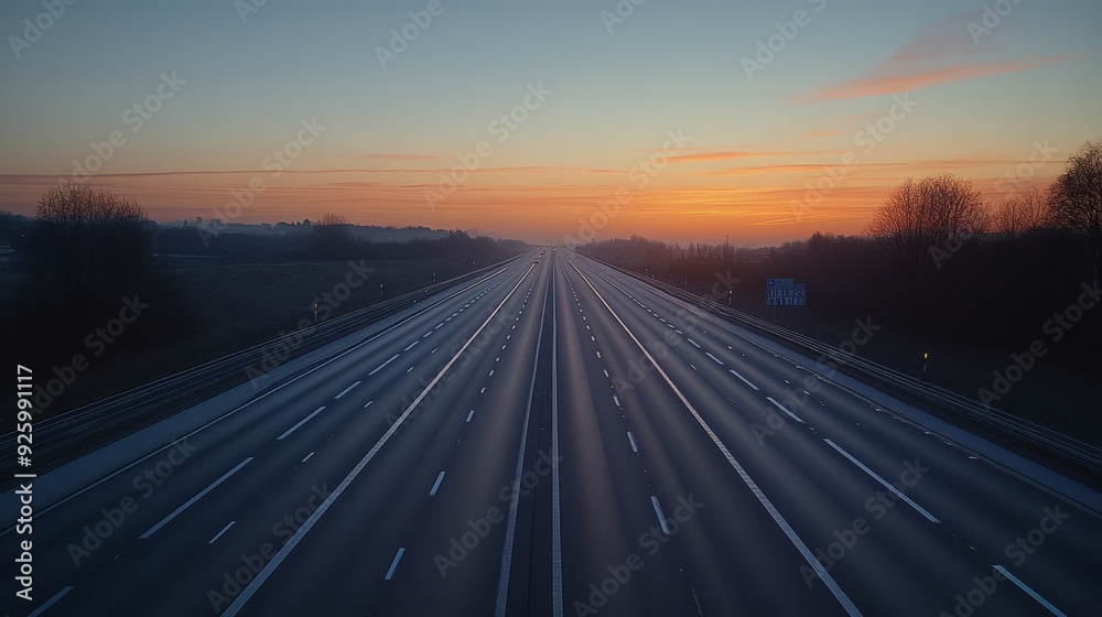 Fototapeta premium deserted highway photograph , sunset highway photo evening highway image , peaceful highway picture