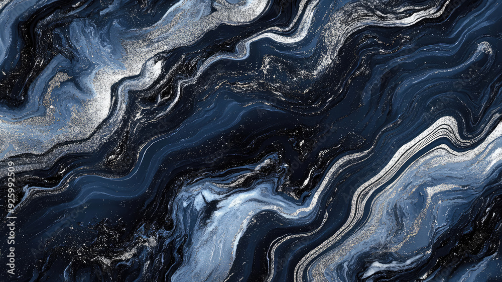 Obraz premium luxury abstract marble background with beautiful combination of navy blue and silver, high quality photo