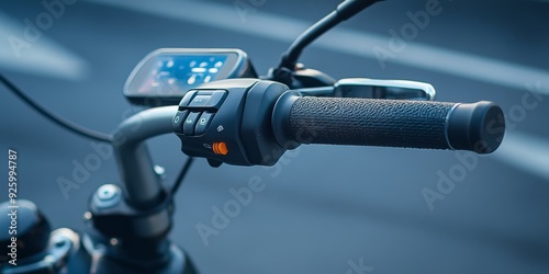 Close-up of a scooterG??s handlebar and control panel, highlighting the convenience and modernity of alternative transportation methods