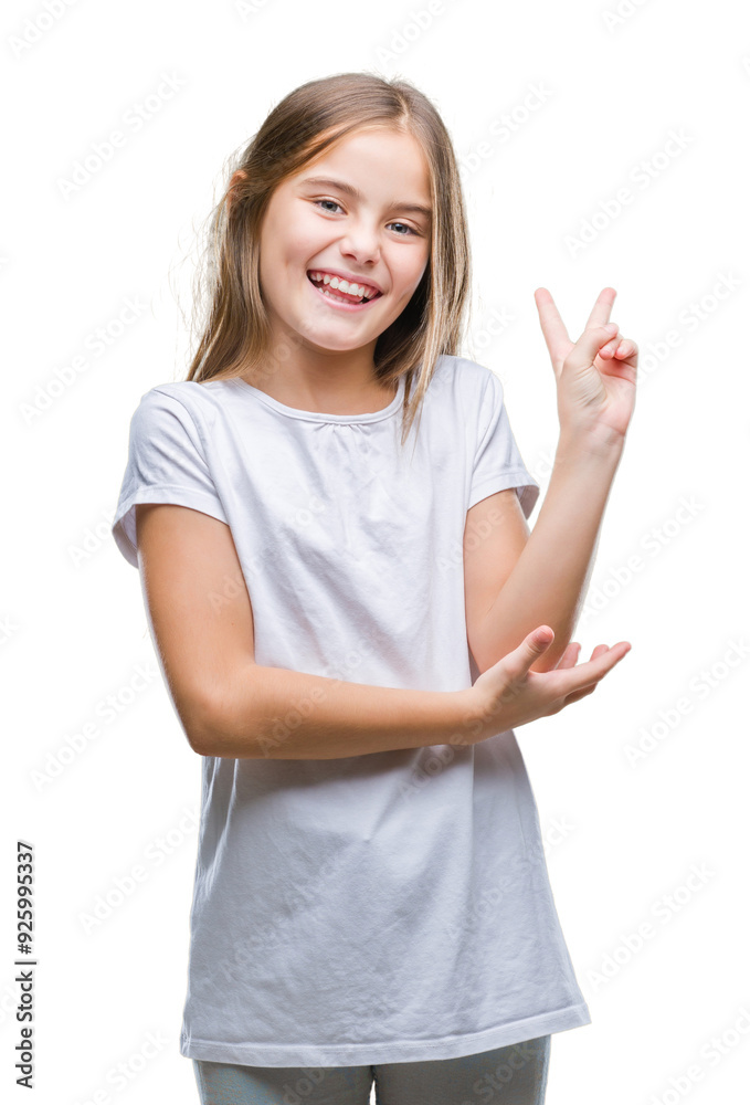 Young beautiful girl over isolated background smiling with happy face winking at the camera doing victory sign. Number two. Young beautiful girl over isolated background smiling with happy face winking at the camera doing victory sign. Number two.