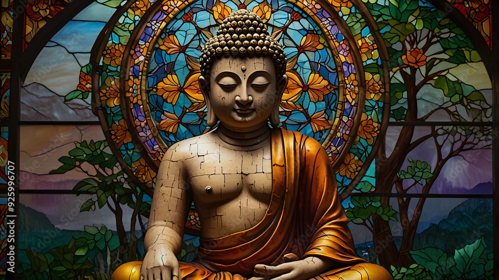 Fototapeta premium statue of buddha, ai generated