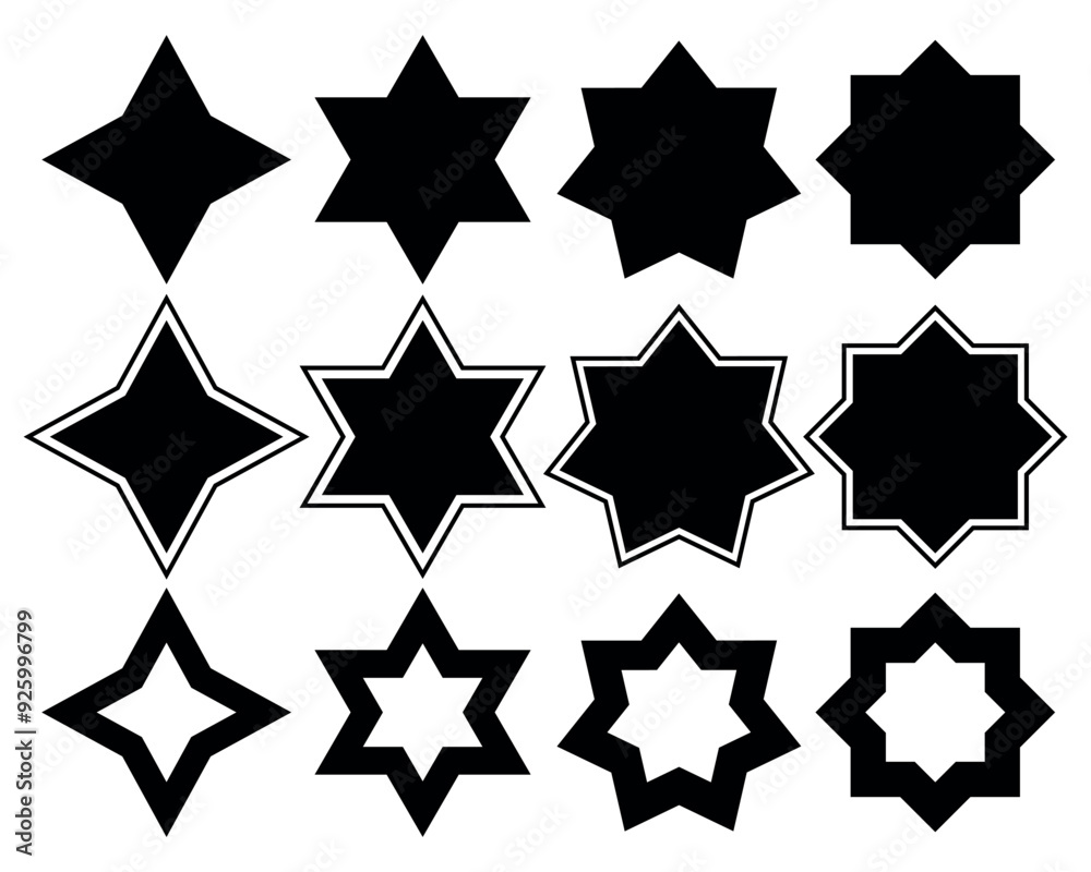 Stars set of black icons. Rating Star icon. Star vector collection. Modern simple stars. Vector illustration. Stars set of black icons. Rating Star icon. Star vector collection. Modern simple stars. Vector illustration.