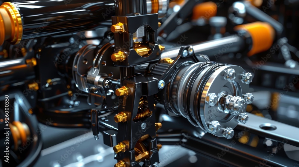 Fototapeta premium Advanced Car Suspension System with Intricate Engineering and Technology Details for Automotive Design