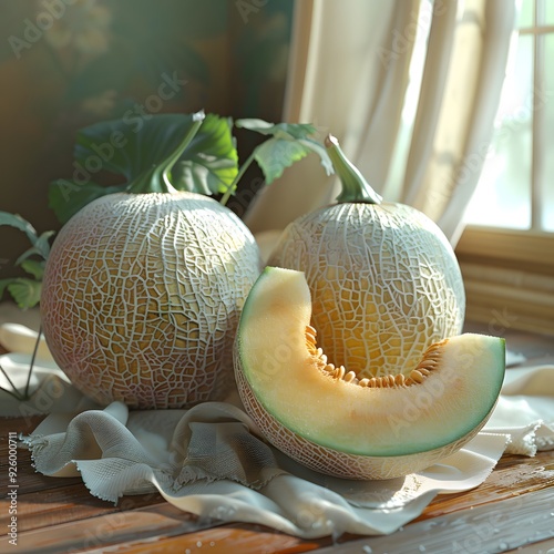 A fresh cantaloupe melon photo