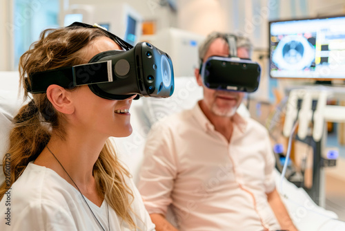 Patients use modern technologies such as VR headsets to improve motor skills and coordination, group therapy