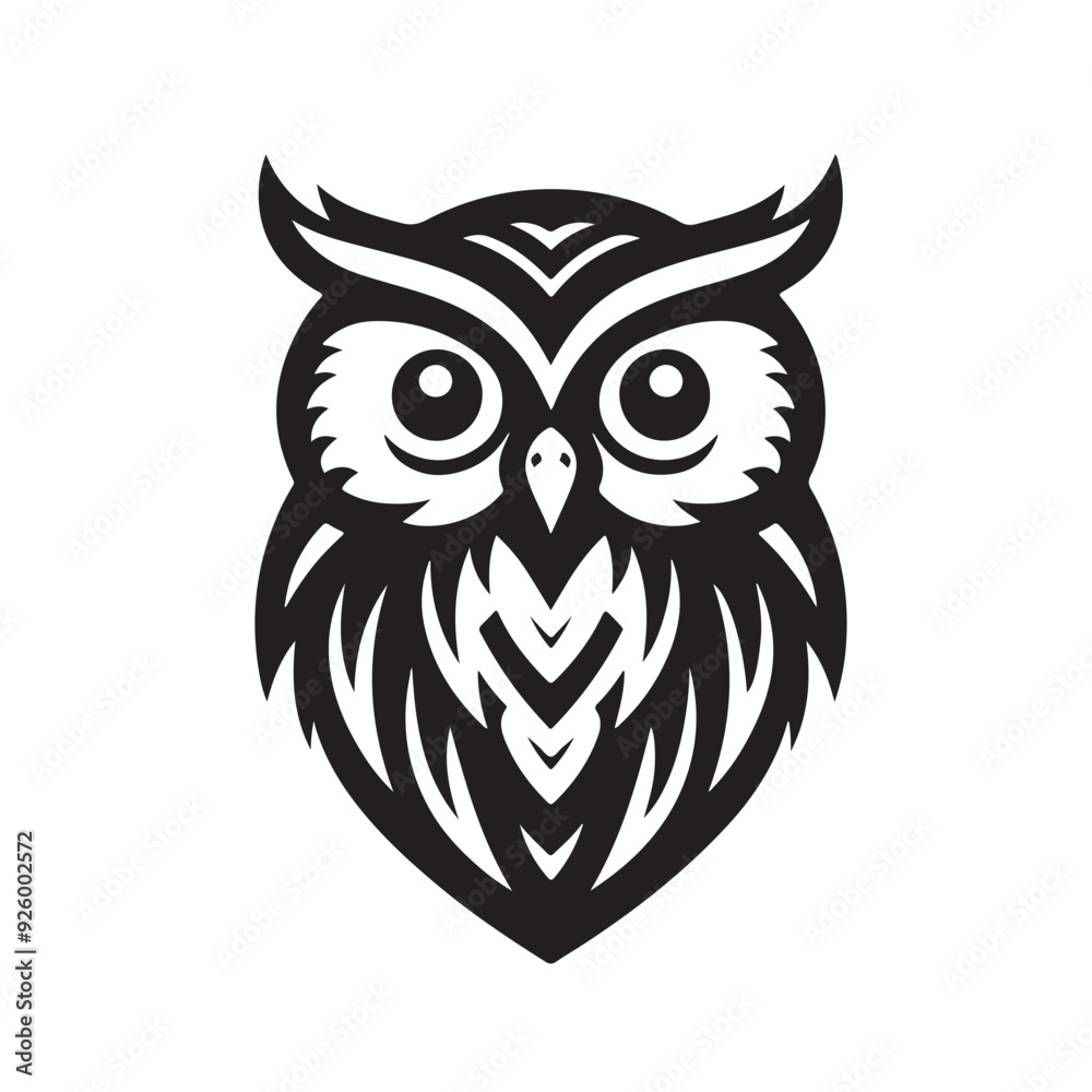 black and white illustration of a owl mascot black and white illustration of a owl mascot