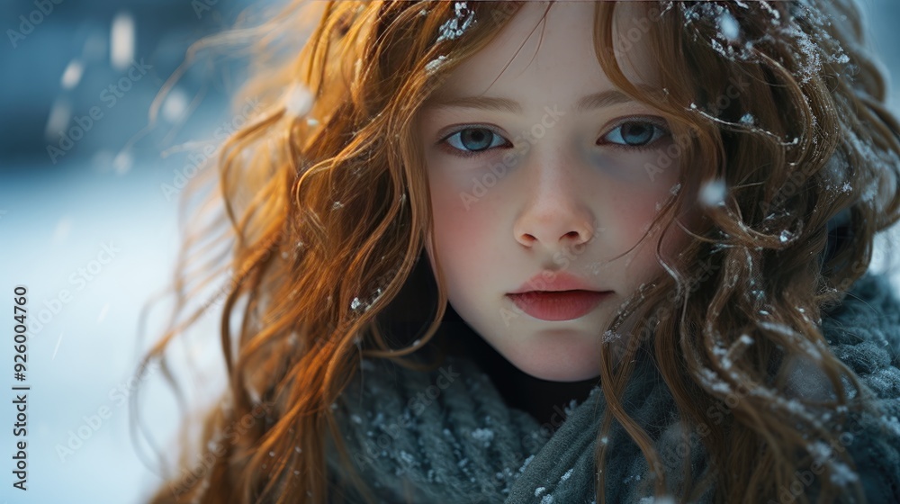 Fototapeta premium girl in the snow 