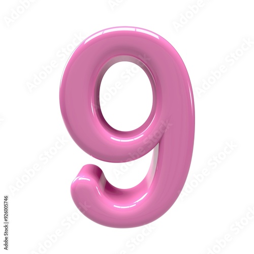 3d 9 number pink alpha design - 1