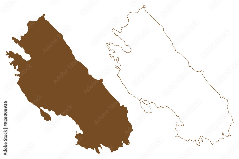 Fototapeta premium Vaygach island (Russia, Russian Federation, Arkhangelsk Oblast) map vector illustration, scribble sketch Vaygach map