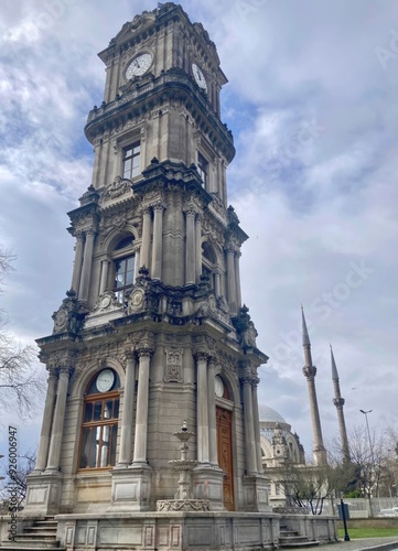 Istanbul Turkiye March 14, 2024: Dolmabahce Clock Tower.