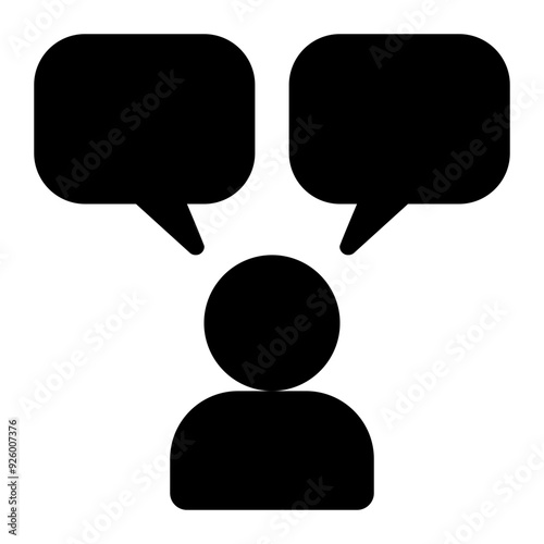 intrapersonal, communication, monologue, self talk, speech, speaking solid or glyph icon