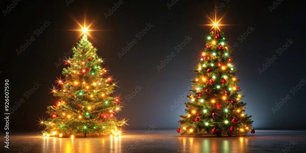 Glowing Christmas tree lights shining in the dark, festive, decorations, holiday, illumination, glowing, vibrant Glowing Christmas tree lights shining in the dark, festive, decorations, holiday, illumination, glowing, vibrant