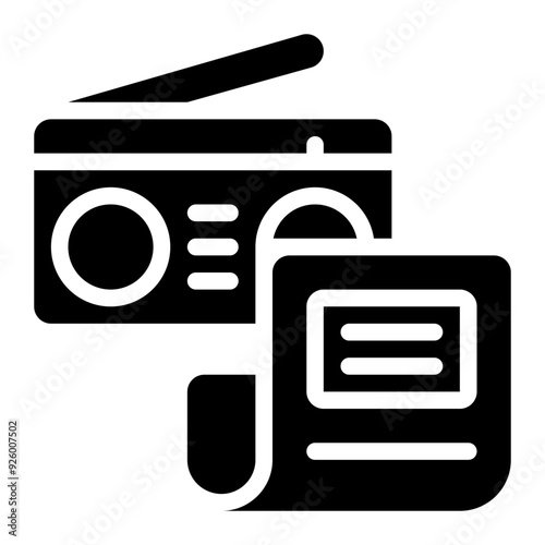 mass media, mass communication, newspaper, radio, communications, media mix, information solid or glyph icon