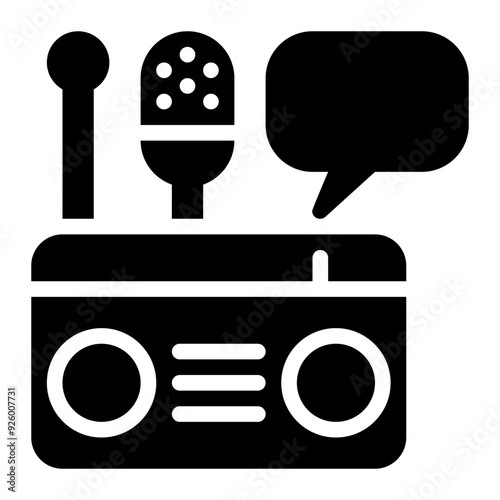radio, broadcast, communication, mass media, vintage radio, entertainment, mass communication solid or glyph icon